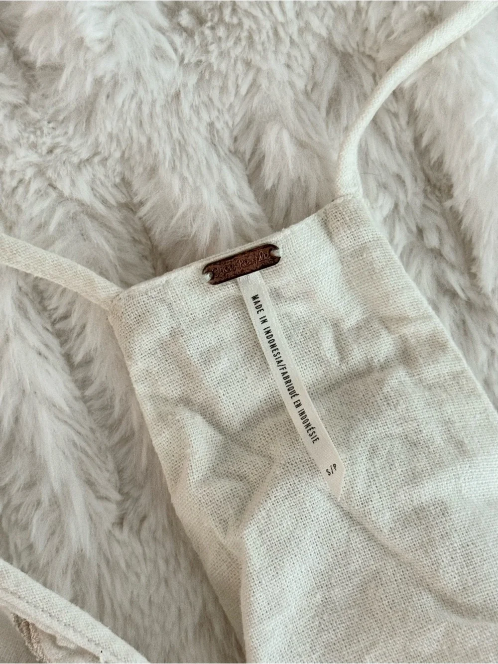 Free People Cream Textured  Tank Top